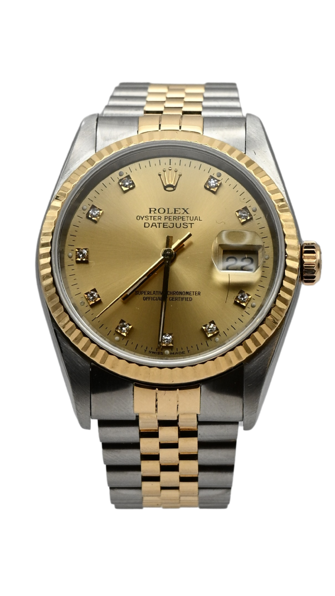 Rolex Datejust 16233 Yellow Gold Diamond Bezel Champagne Dial 36mm