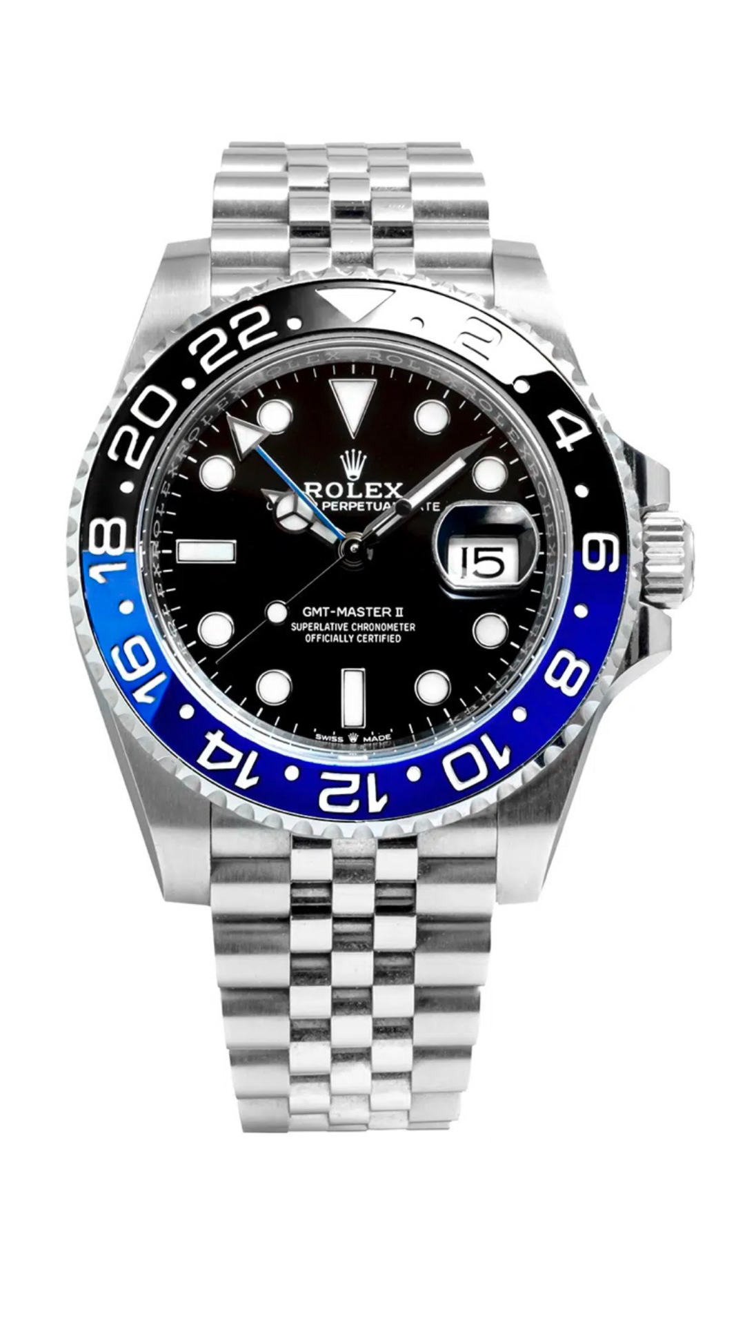 Rolex 40mm GMT Master II Batgirl Black Blue Bezel Steel Mens Watch 126710BLNR year 2022